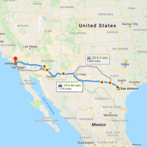 Popular Car Shipping Routes - San Antonio, TX to Irvine, CA